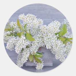 Floral White Lilacs Bouquet Foto Runder Aufkleber