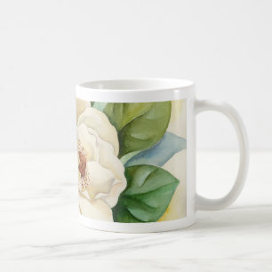 Floral White Magnolia Blume Aquarell  Tasse