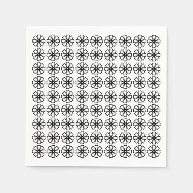 Floral - White Standard Cocktail Paper Napkins Serviette (Vorderseite)