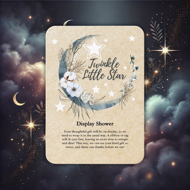 Floral White Twinkle Little Star Baby Dusche Begleitkarte (Von Creator hochgeladen)