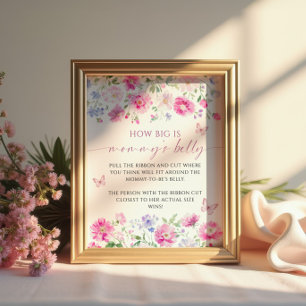 Floral Wie groß ist Mommys Baby Shower Game Poster