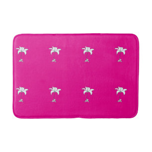 Floral Wiederholter weißer Flor Hot Pink Badematte