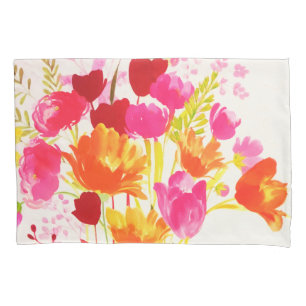 Floral Wiese Peach Pink Aquarell Kissenbezug