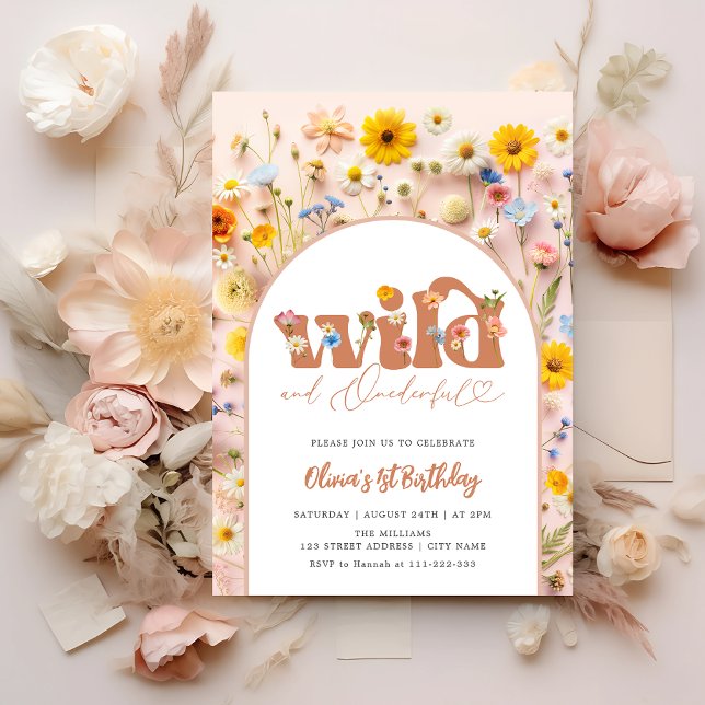 Floral Wild & Onederful Girl 1. Geburtstag Einladung (Von Creator hochgeladen)
