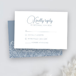 Floral Wildblume Dusty Blue Wedding RSVP Karte