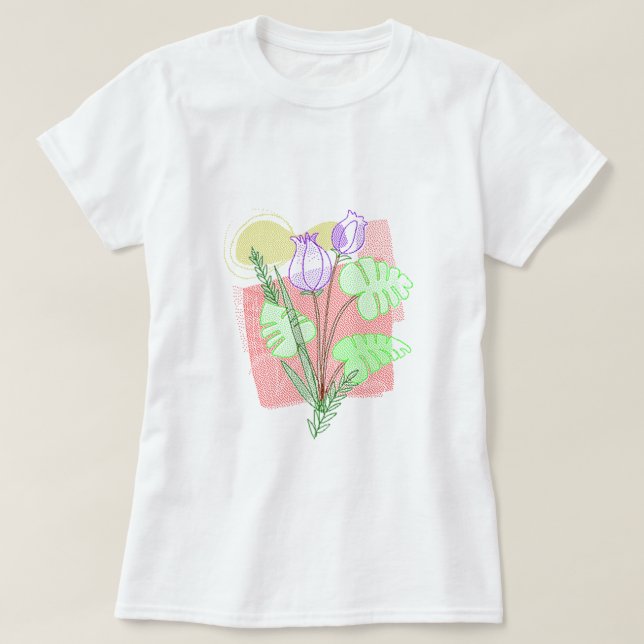 Floral Wildblume Nature Lover Einfach rot gepunkte T-Shirt (Design vorne)