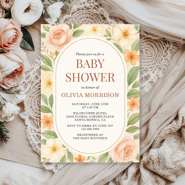 Floral Wildflower Botanical Baby Shower Einladung (Von Creator hochgeladen)