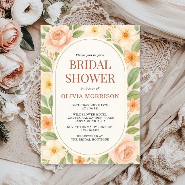 Floral Wildflower Botanical Bridal Shower Einladung (Von Creator hochgeladen)