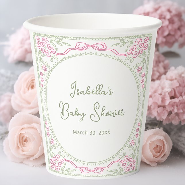 Floral Wildflower Girl Baby Shower Pappbecher (Von Creator hochgeladen)