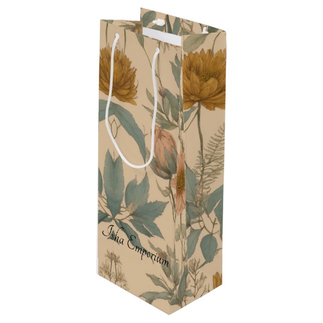 Floral Wine Geschenktasche Geschenktüte Für Weinflaschen (Vorderseite Schrägansicht)