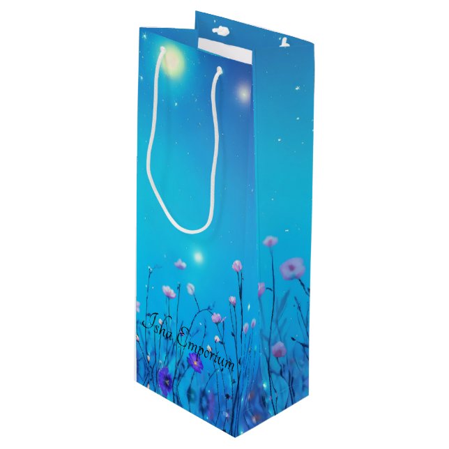 Floral Wine Geschenktasche Geschenktüte Für Weinflaschen (Vorderseite Schrägansicht)