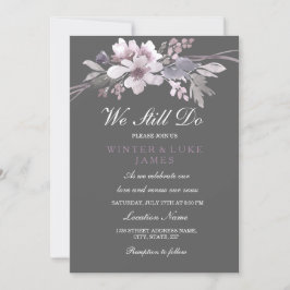 Floral Winter Gray Vow Renewal Jubiläum Einladung