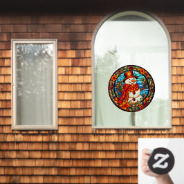 Floral Winter Lächeln Schneemann Imitate gestanzte Fensteraufkleber