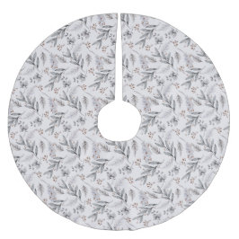 Floral Winter Tree Skirt Design Polyester Weihnachtsbaumdecke