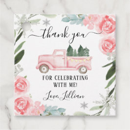 Floral Winter Truck Danke Tag Geschenkanhänger