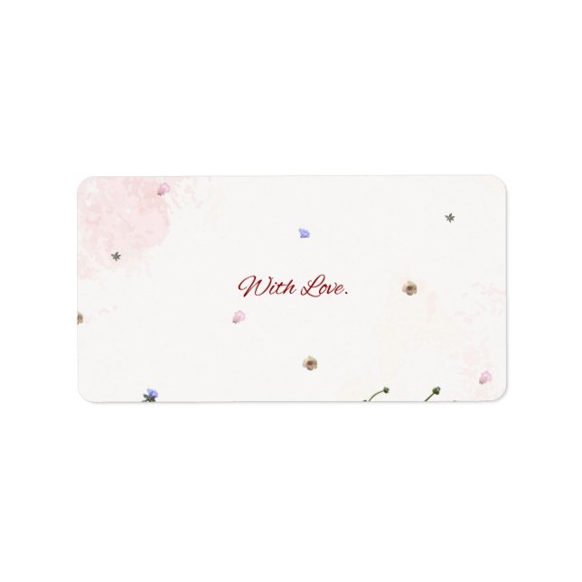 Floral “With Love” Folded Note Card – Elegant Bota Adressaufkleber (Vorne)