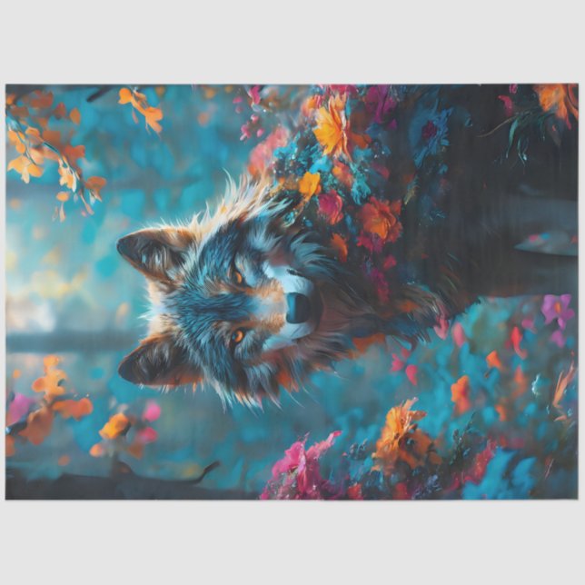 Floral Wolf 3 Seidenpapier (Vorderseite)