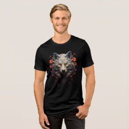 Floral Wolf Face – Bold Tribal Fantasy Art Tri-Blend Shirt