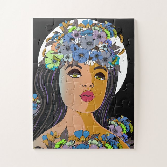 Floral Woman Crown of Flowers Puzzle (Vertikal)
