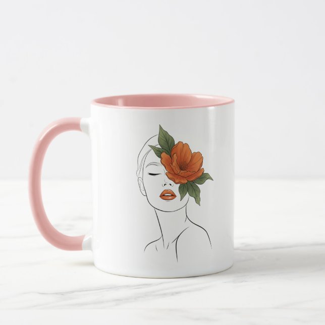  Floral Woman Face Art Mug gift  Tasse (Links)