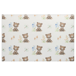 Floral Woodland Animals Baby Bear Girl Kinderzimme Stoff