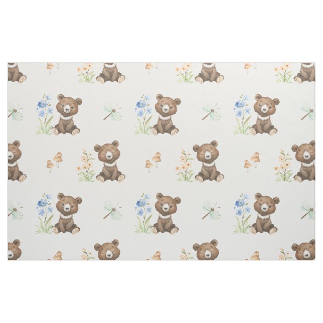 Floral Woodland Animals Baby Bear Girl Kinderzimme Stoff (Fat Quarter (45,7 x 55,9 cm))