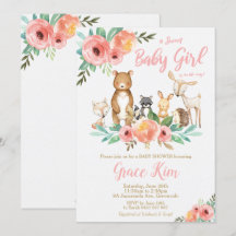 Floral Woodland Animals Baby Shower Forest Girl