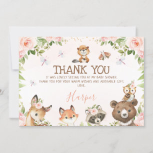 Floral Woodland Animals Kinderdusche Danke Karte