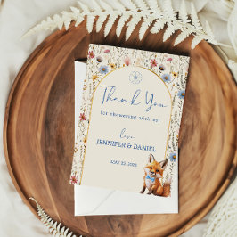 Floral Woodland Fox Babydusche Dankeskarte