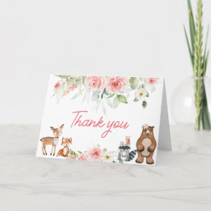 Floral Woodland-Tiere Baby Shower Dankeskarte