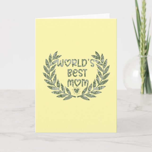 Floral World's Best Mom Text Design Karte (Vorderseite)