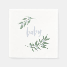 Floral Wreath Baby Blue Napkin | Babydusche Serviette