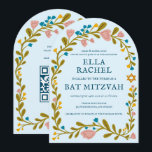 Floral Wreath Bat Mitzvah Handgezeichnet Custom QR Einladung<br><div class="desc">Perfekte Karte, um eine Bar mitzvah, Fledermausmitzvah oder andere jüdische Feier anzukündigen! Handgemachte Kunst für Sie! Vollständig anpassbar! Klicken Sie auf "Personalisieren" oben, um den Text zu bearbeiten und Ihren Link zum QR-Code auf der Rückseite hinzuzufügen (Karo mein Shop für alternative Designs mit benutzerdefiniertem Foto). Klicken Sie auf "Bearbeiten mit...</div>