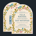 Floral Wreath Bat Mitzvah Handgezeichnet Custom QR Einladung<br><div class="desc">Perfekte Karte, um eine Bar mitzvah, Fledermausmitzvah oder andere jüdische Feier anzukündigen! Handgemachte Kunst für Sie! Vollständig anpassbar! Klicken Sie auf "Personalisieren" oben, um den Text zu bearbeiten und Ihren Link zum QR-Code auf der Rückseite hinzuzufügen (Karo mein Shop für alternative Designs mit benutzerdefiniertem Foto). Klicken Sie auf "Bearbeiten mit...</div>