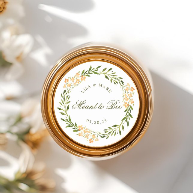 Floral Wreath Beant Honey Gastgeschenk Hochzeit Runder Aufkleber (Von Creator hochgeladen)
