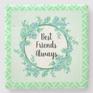Floral Wreath Blue Mint Best Friends Steinuntersetzer