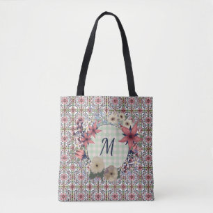 Floral Wreath Blumenmuster Monogramm