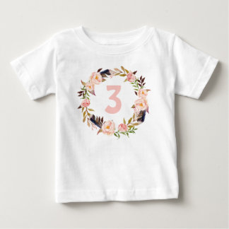 Floral Wreath Boho Geburtstags-Shirt für ein Mädch Baby T-shirt