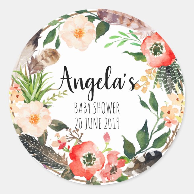 Floral Wreath Botanic Danke Sticker (Vorderseite)