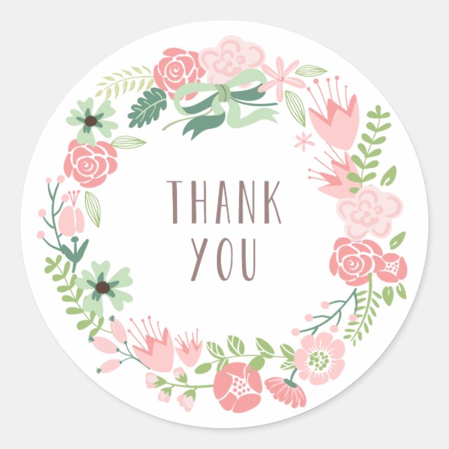Floral Wreath | Danke Stickers (Vorderseite)