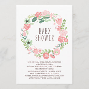 Floral Wreath   Einladung der Babydusche