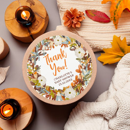 Floral wreath fall little pumpkin baby shower runder aufkleber