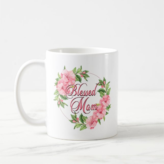 Floral Wreath Gesegnete Mama Kaffeetasse (Links)
