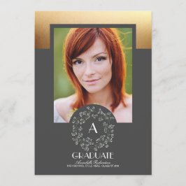 Floral Wreath Gold Texture Foto Abschluss Einladung