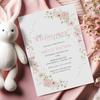 Floral Wreath Little Wildflower Girl Baby Shower Einladung