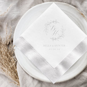 Floral Wreath Monogram Wedding Servietten Mit Folie