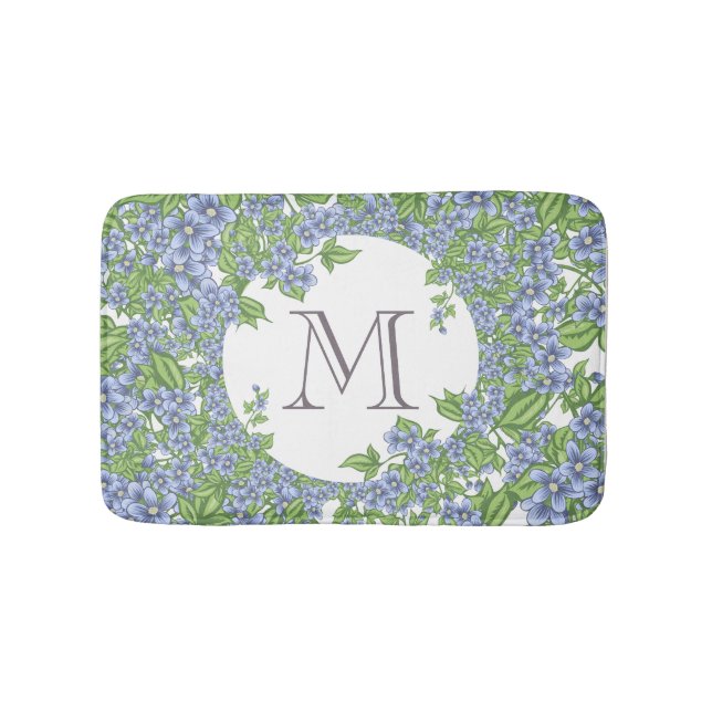 Floral Wreath Monogramm Badematte (Vorderseite)