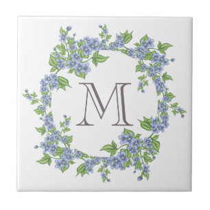 Floral Wreath Monogramm Fliese