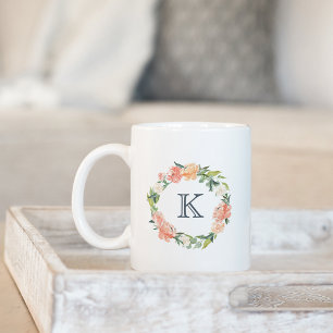 Floral Wreath Monogramm Kaffeetasse