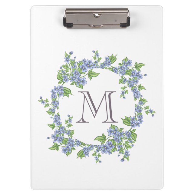 Floral Wreath Monogramm Klemmbrett (Vorderseite)